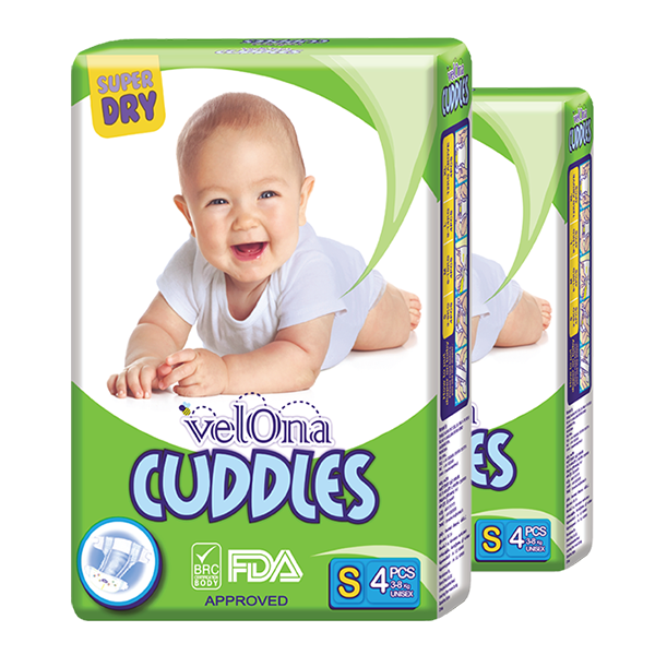 Velona Cuddles Diaper Pack Small ( S ) – 4 Pcs