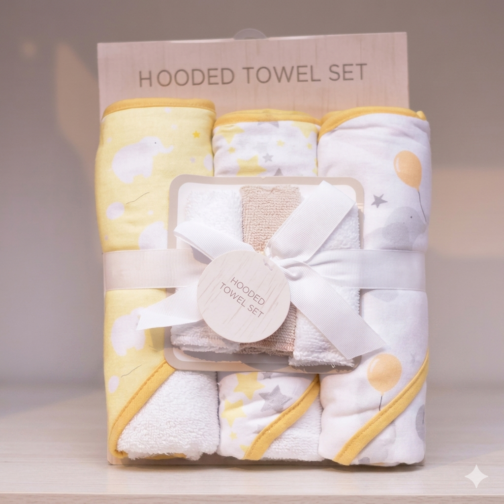 3 Pcs Bath Hooded Towel
