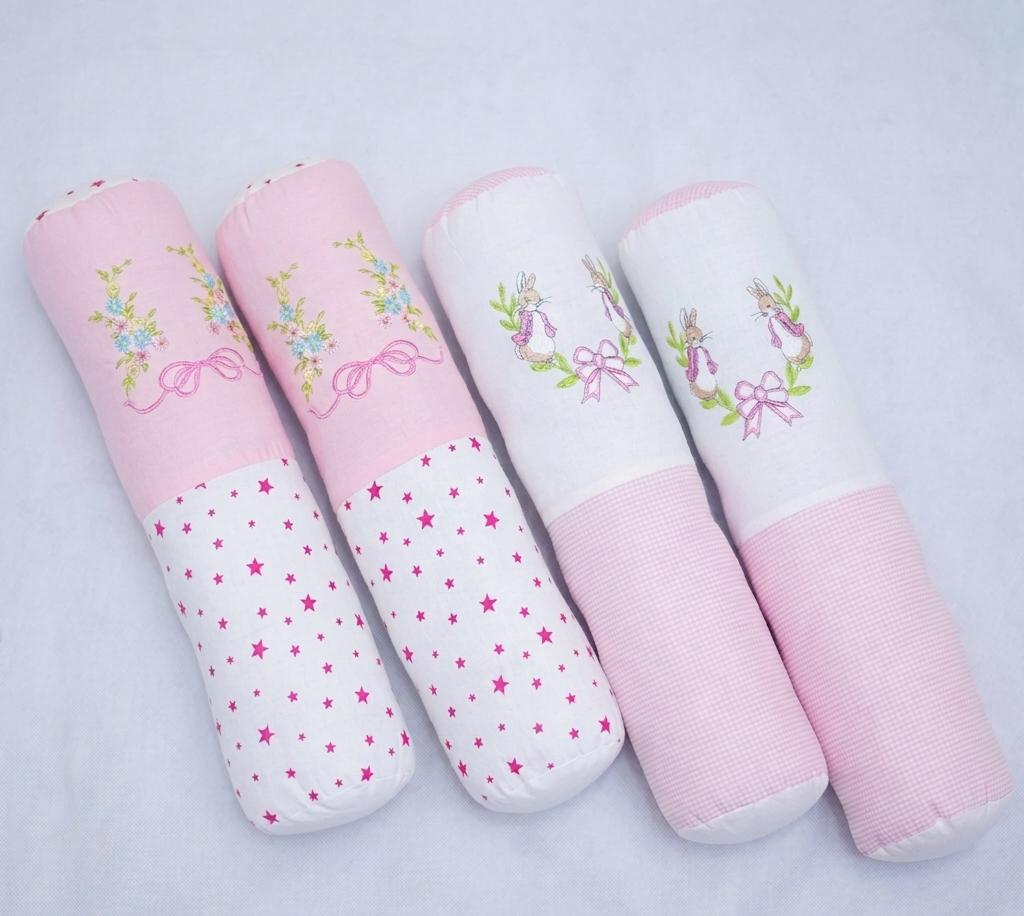 Embroidered Cotton Bolster Pillow