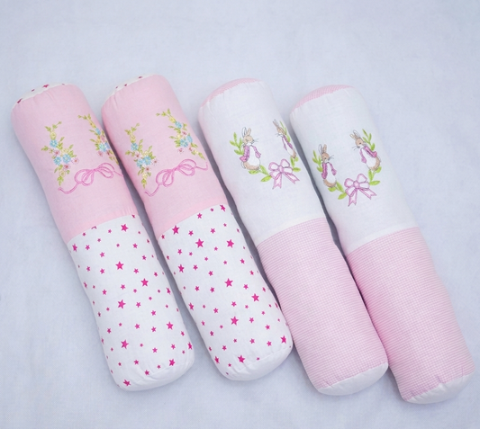 Embroidered Cotton Bolster Pillow