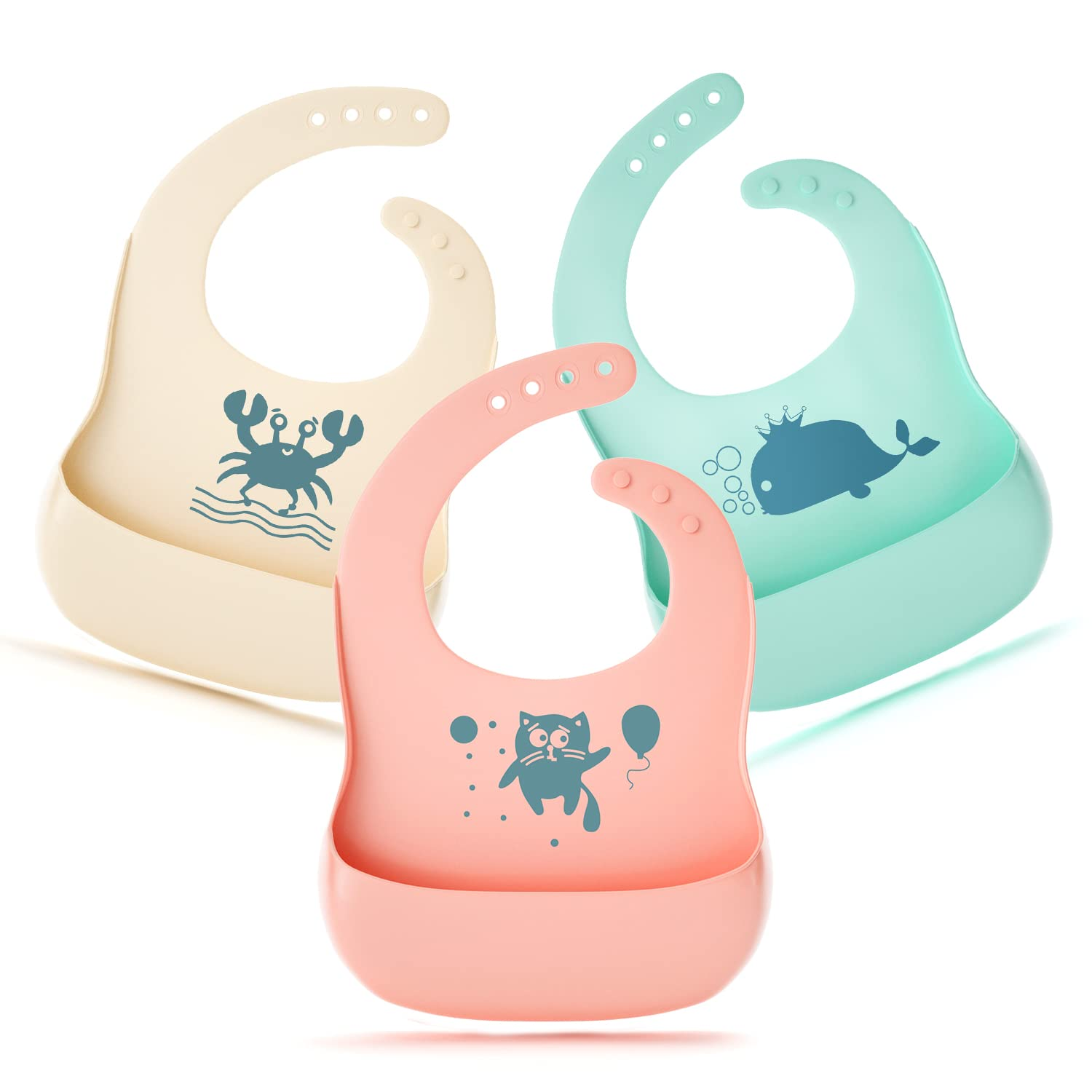 Silicone Bib with Pocket Printed